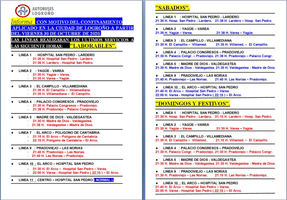 20201030 Horarios confinamiento